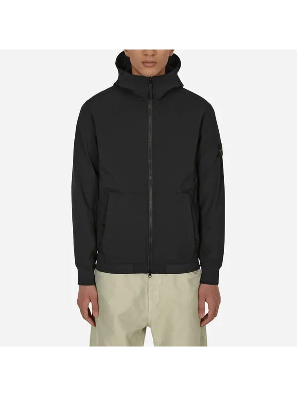 Куртка soft shell hooded jacket 'black' Stone Island — изображение 3 из 4, черный