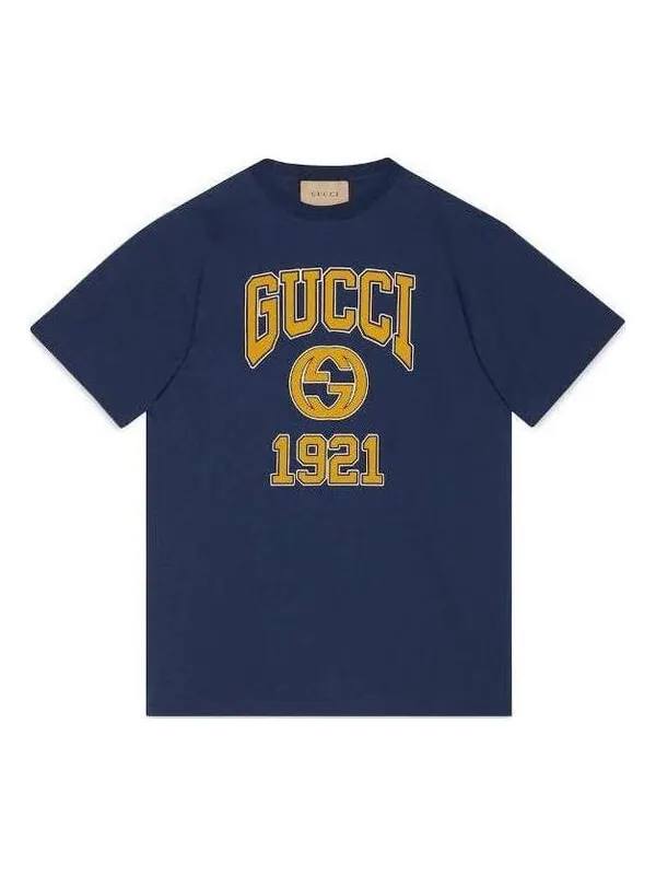 Футболка Gucci cotton jersey printed t-shirt 'blue' — изображение 1 из 4, синий