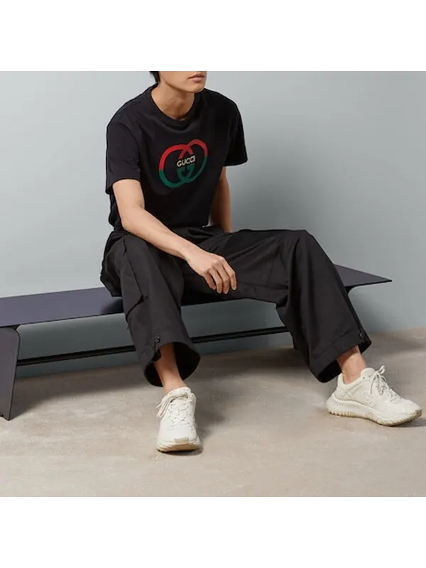 Футболка Gucci Cotton Jersey Printed T-Shirt — изображение 3 из 4, черный
