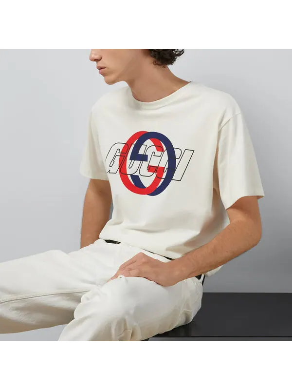 Футболка Gucci Cotton Jersey Printed T-Shirt — изображение 4 из 4, белый