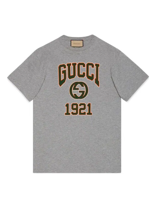 Футболка Gucci cotton jersey printed t-shirt, серая — изображение 1 из 4, серый