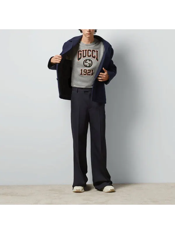 Футболка Gucci cotton jersey printed t-shirt, серая — изображение 2 из 4, серый