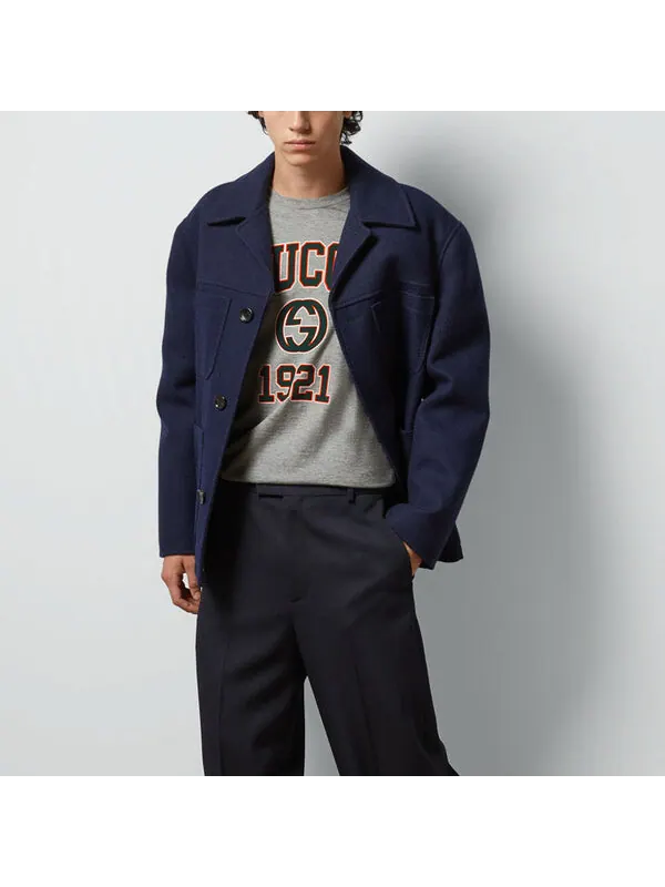 Футболка Gucci cotton jersey printed t-shirt, серая — изображение 3 из 4, серый