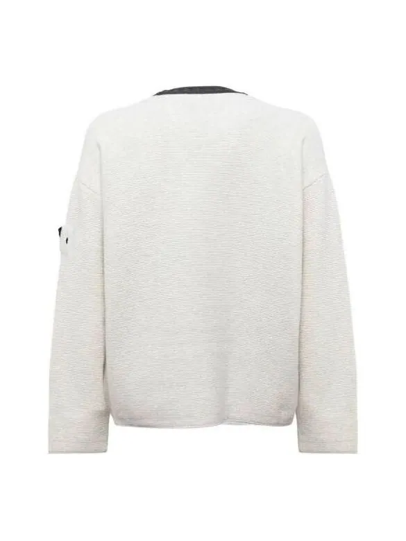 Свитер shadow project contrast collar crew knit 'plaster' Stone Island — изображение 2 из 2, белый