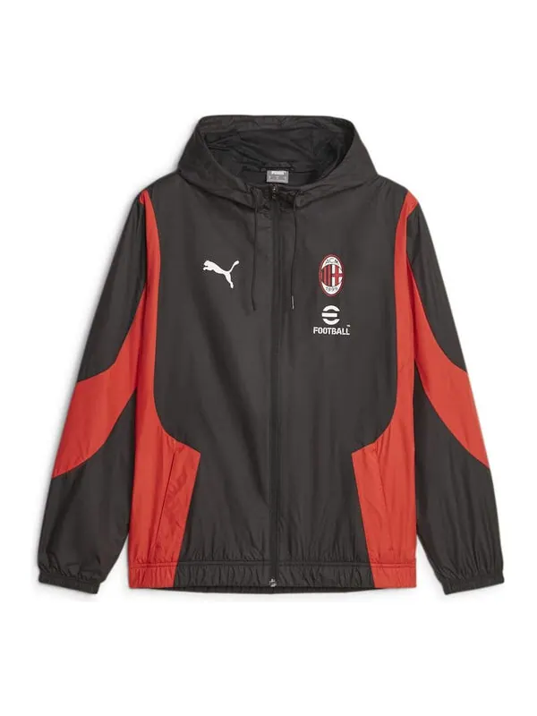 Куртка milan ac pre-match woven jacket 'black red' Puma — изображение 1 из 2, черный/красный