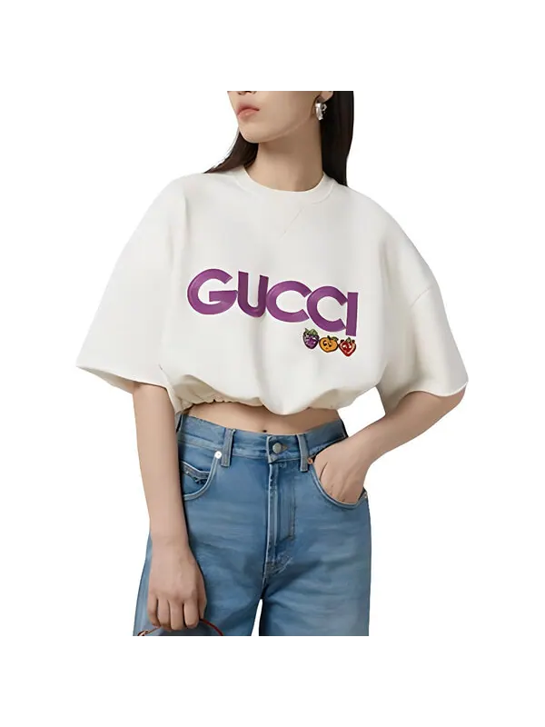 Свитер Gucci Cotton jersey sweatshirt with patch 'off white', с декоративной аппликацией — изображение 2 из 4, белый