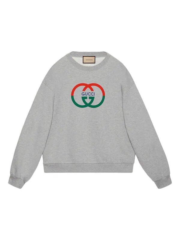 Свитшот Gucci Cotton Jersey Printed Sweatshirt — изображение 1 из 4, серый