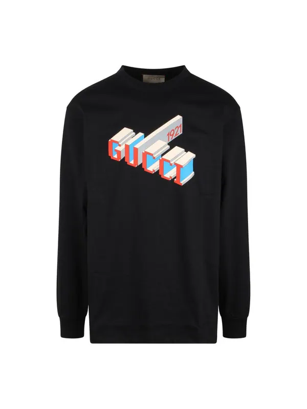 Футболка Gucci Cotton Jersey Long Sleeve T-shirt — изображение 1 из 4, черный