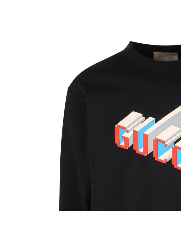 Футболка Gucci Cotton Jersey Long Sleeve T-shirt — изображение 2 из 4, черный