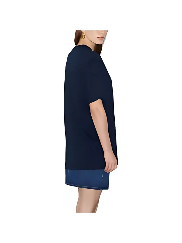 Футболка Gucci cotton jersey с патчем navy, классическая — изображение 3 из 4, темно-синий