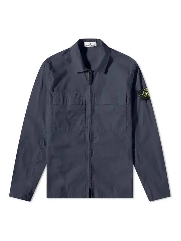 Куртка supima cotton twill stretch-tc zip shirt jacket 'navy' Stone Island — изображение 1 из 1, темно-синий