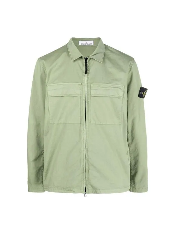 Рубашка compass logo shirt jacket 'green' Stone Island — изображение 1 из 4, зеленый