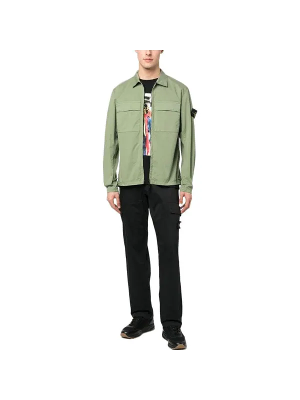 Рубашка compass logo shirt jacket 'green' Stone Island — изображение 2 из 4, зеленый