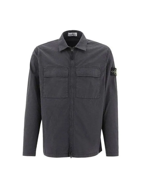 Куртка stretch overshirt 'charcoal' Stone Island — изображение 1 из 2, черный