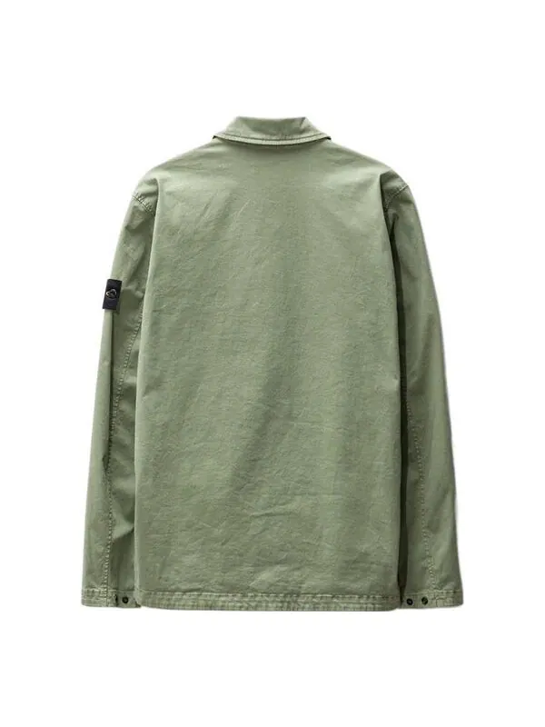 Куртка compass-patch zipped shirt jacket 'green' Stone Island — изображение 2 из 4, зеленый