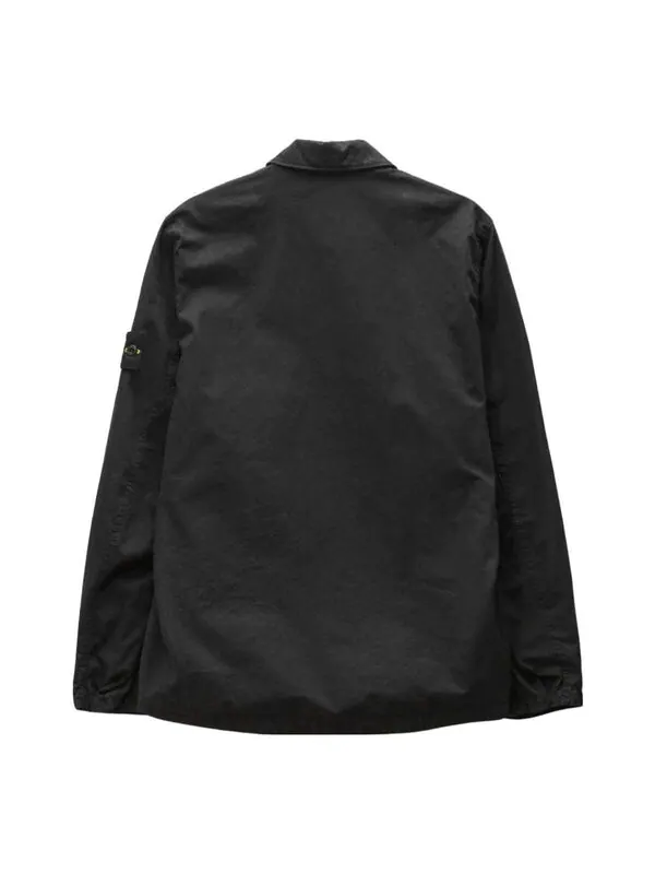 Куртка brushed cotton canvas zip shirt jacket 'black' Stone Island — изображение 2 из 4, черный