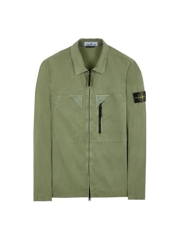 Куртка STONE ISLAND Garment-Dyed Jacket 'Sage' — изображение 1 из 2, зеленый