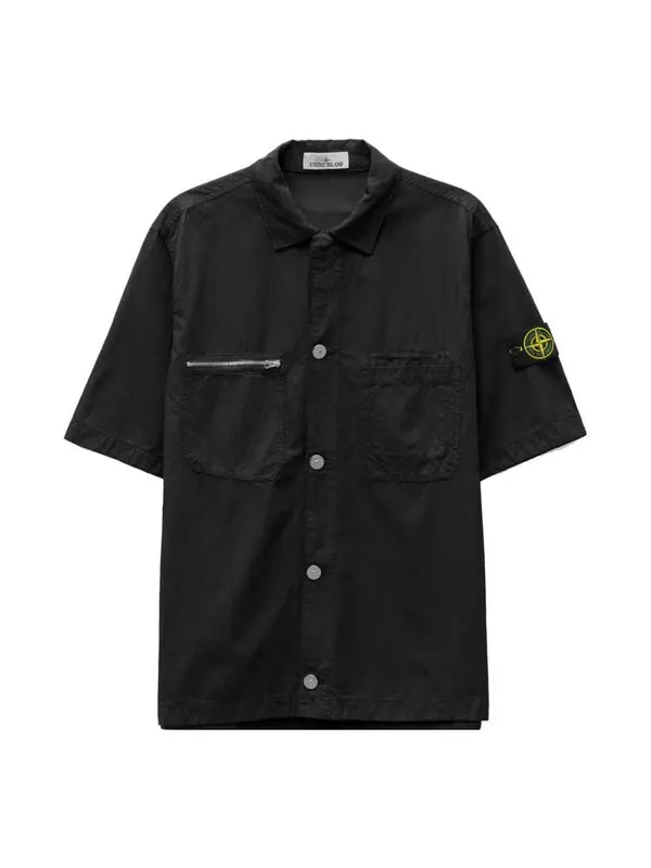 Рубашка zip pocket shirt 'black' Stone Island — изображение 1 из 4, черный