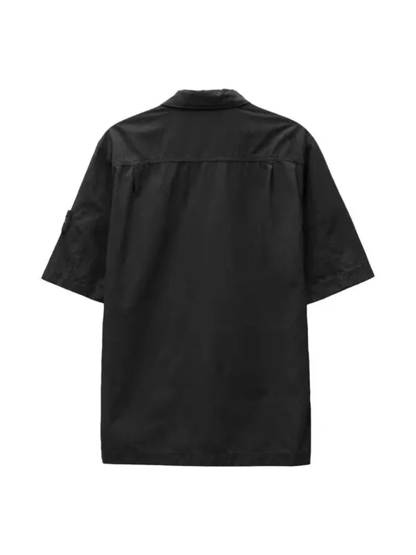 Рубашка zip pocket shirt 'black' Stone Island — изображение 2 из 4, черный