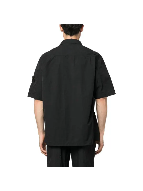 Рубашка zip pocket shirt 'black' Stone Island — изображение 4 из 4, черный