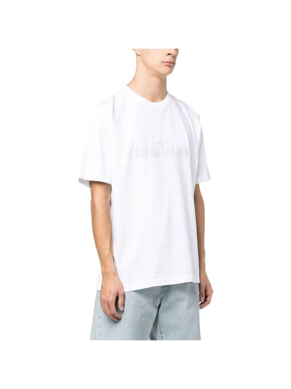 Футболка stitches logo t-shirt 'white' Stone Island — изображение 3 из 3, белый