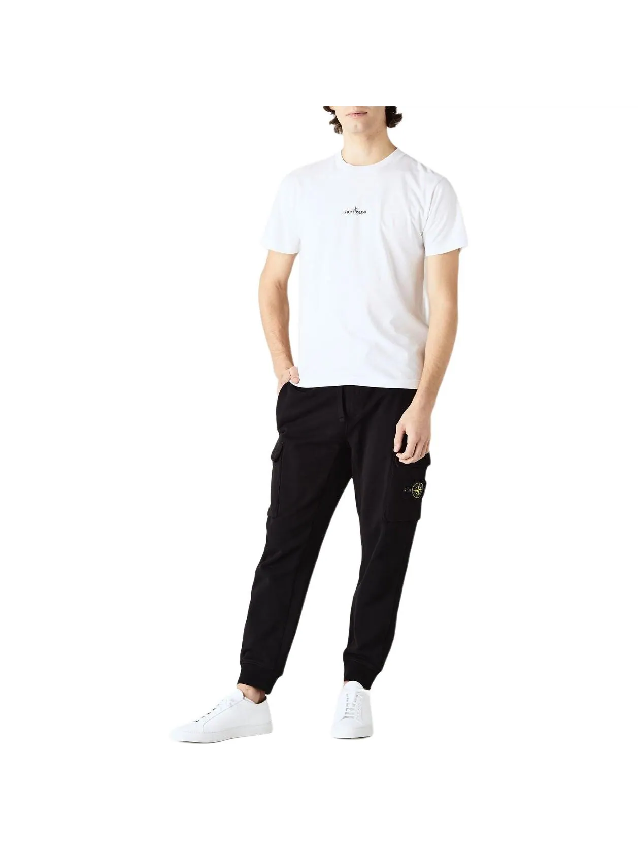 Мужская футболка Stone Island Cotton Logo print — изображение 3 из 4, белый