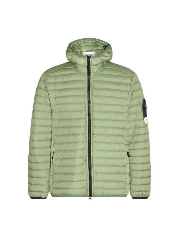 Куртка logo patch zipped down jacket 'green' Stone Island — изображение 1 из 3, зеленый