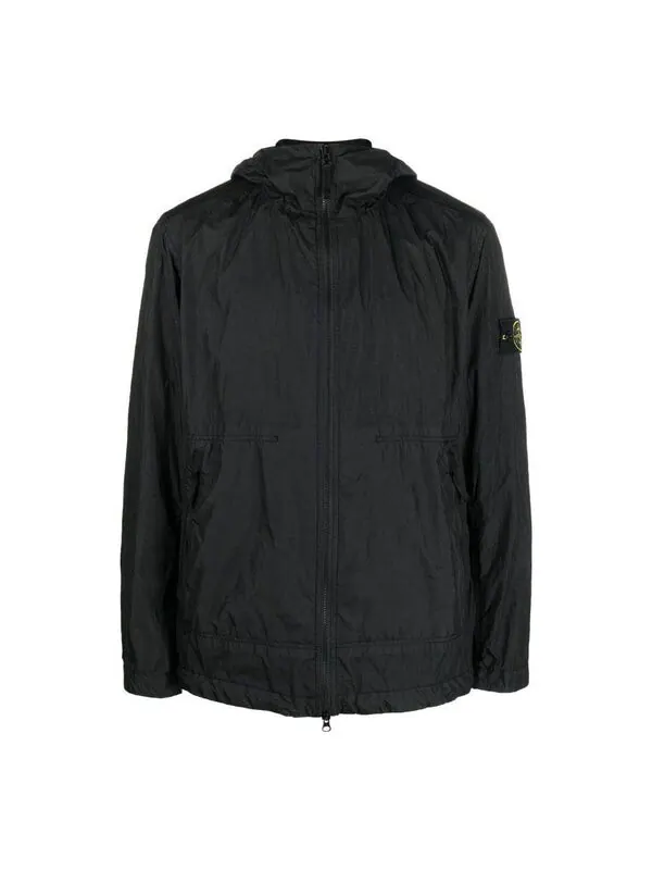Куртка crinkle reps light hooded jacket 'black' Stone Island — изображение 1 из 3, черный