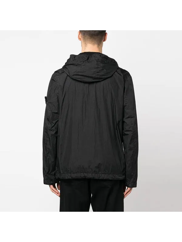Куртка crinkle reps light hooded jacket 'black' Stone Island — изображение 2 из 3, черный