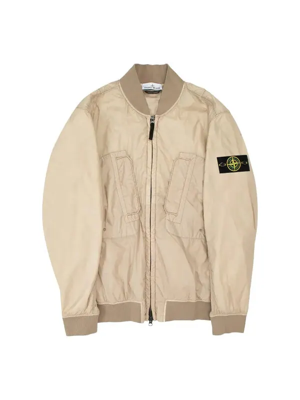 Куртка logo patch zipped bomber jacket 'dove grey' Stone Island — изображение 1 из 2, серый