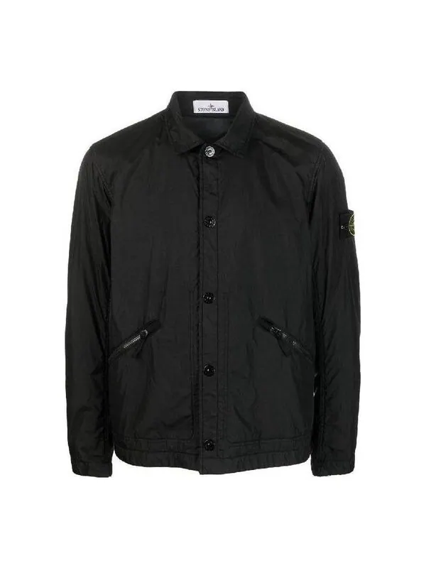 Куртка padded crinkle reps nylon shirt jacket 'black' Stone Island — изображение 1 из 3, черный