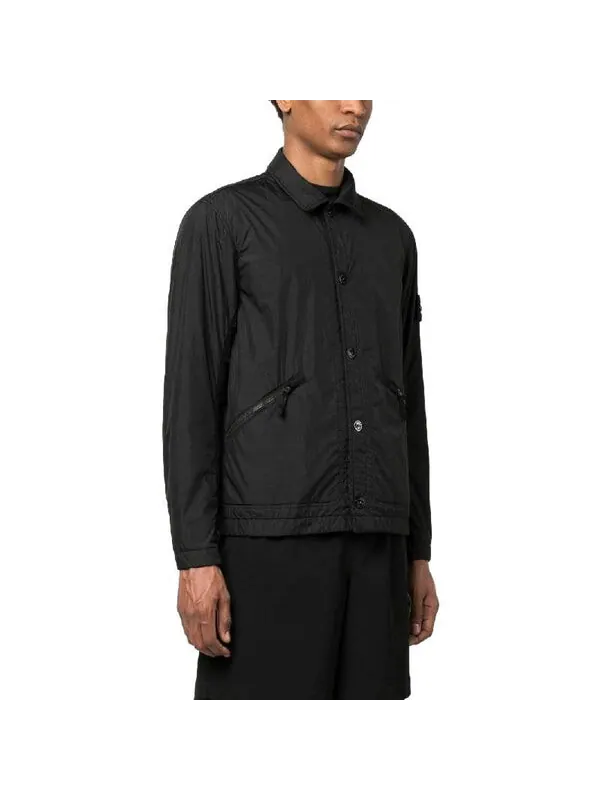 Куртка padded crinkle reps nylon shirt jacket 'black' Stone Island — изображение 3 из 3, черный