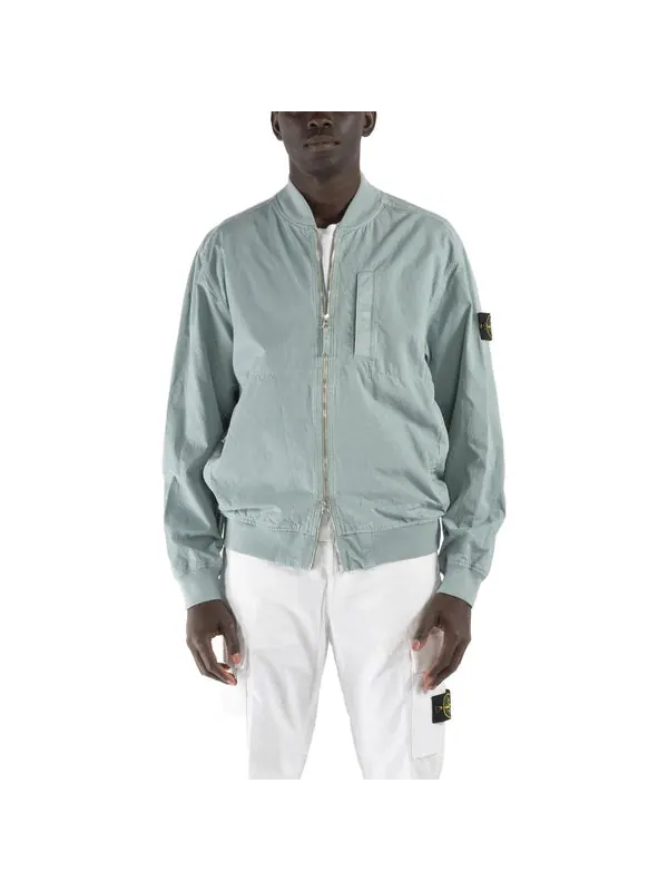 Куртка cupro cotton twill bomber jacket 'sky blue' Stone Island — изображение 3 из 4, синий