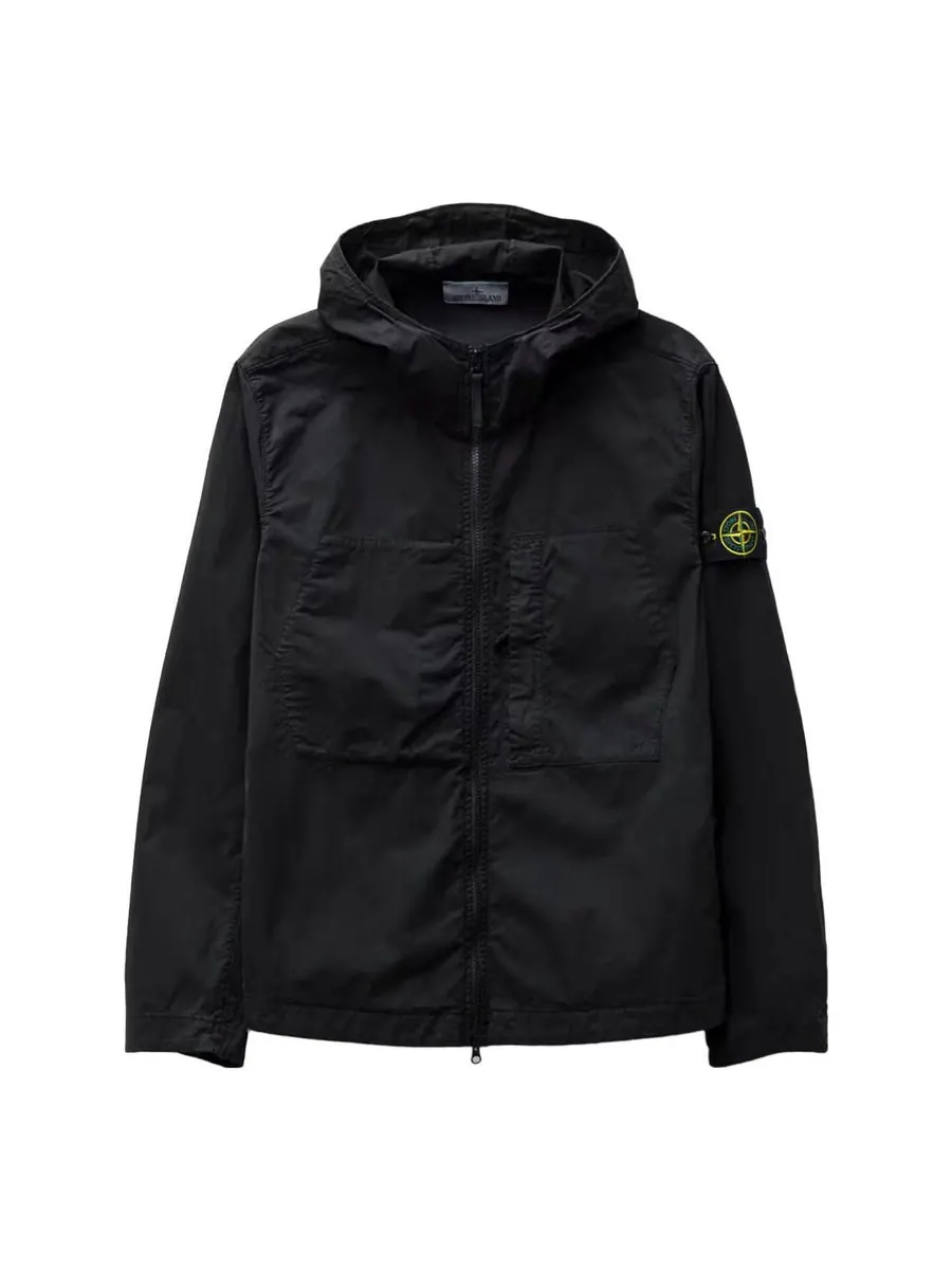 Куртка STONE ISLAND Supima Cotton Twill Stretch Hooded Jacket 'Black' — изображение 1 из 4, черный