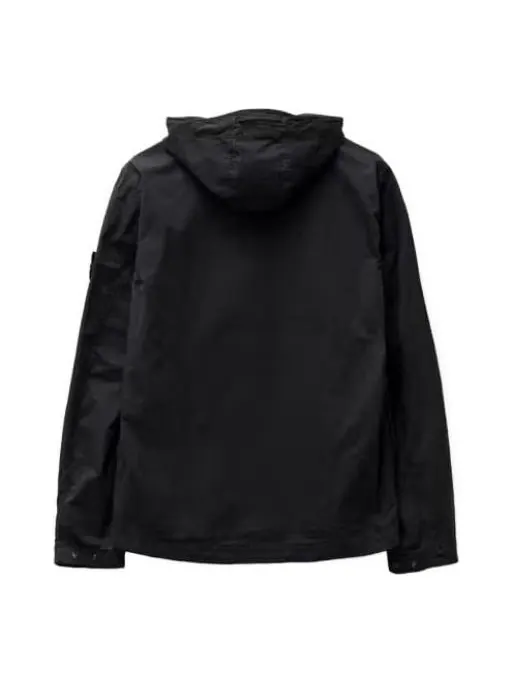 Куртка STONE ISLAND Supima Cotton Twill Stretch Hooded Jacket 'Black' — изображение 2 из 4, черный