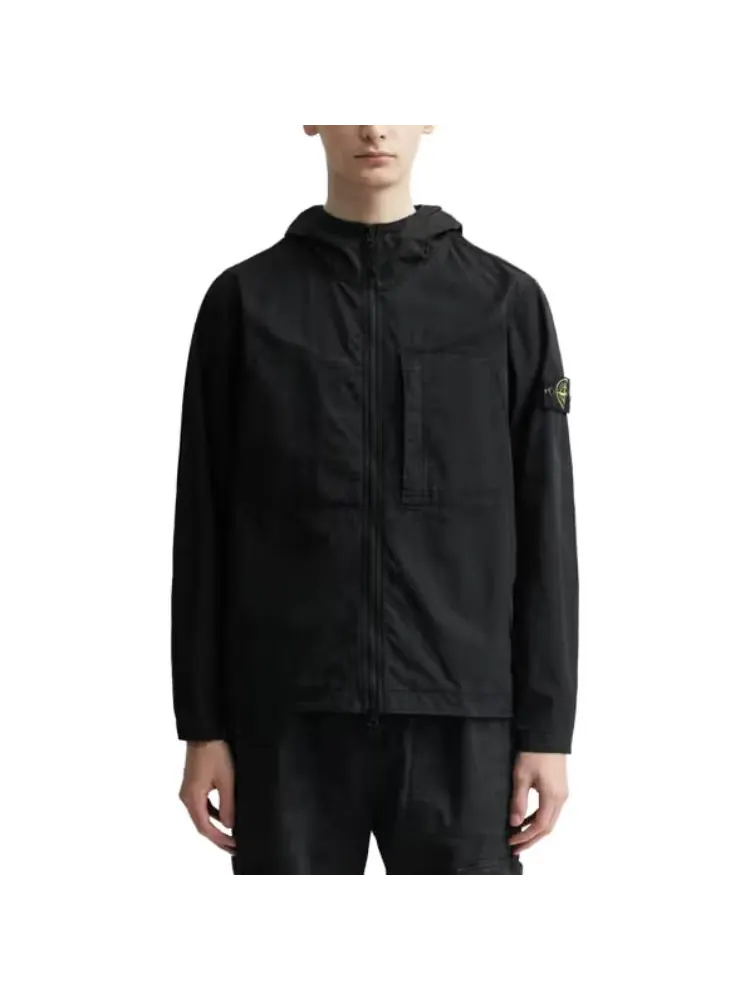 Куртка STONE ISLAND Supima Cotton Twill Stretch Hooded Jacket 'Black' — изображение 3 из 4, черный