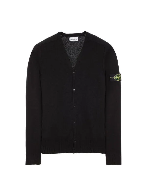 Свитер raw hand cotton knitted cardigan 'black' Stone Island — изображение 1 из 3, черный