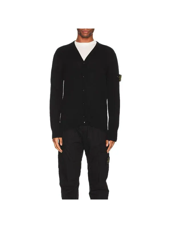 Свитер raw hand cotton knitted cardigan 'black' Stone Island — изображение 3 из 3, черный