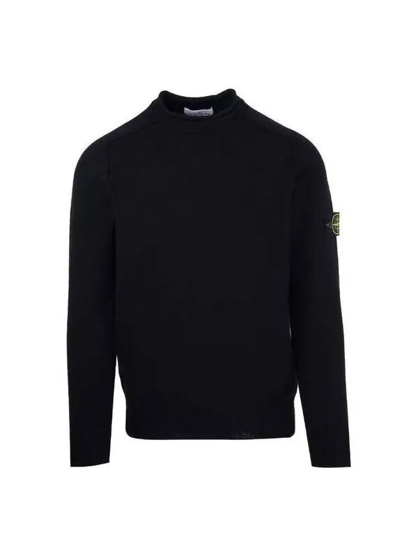 Свитер logo patch detail crewneck sweater 'black' Stone Island — изображение 1 из 3, черный