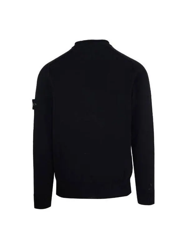 Свитер logo patch detail crewneck sweater 'black' Stone Island — изображение 2 из 3, черный