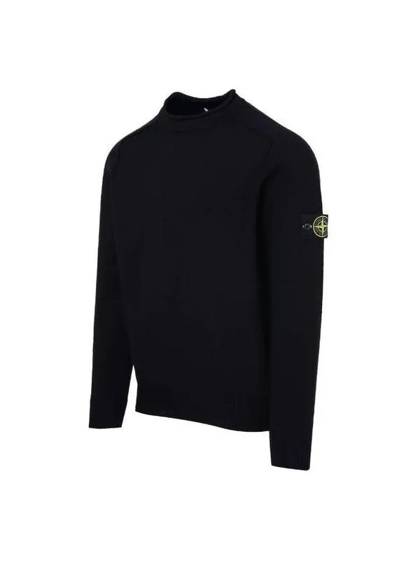 Свитер logo patch detail crewneck sweater 'black' Stone Island — изображение 3 из 3, черный