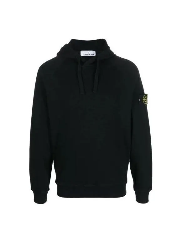 Толстовка logo patch hoodie 'black' Stone Island — изображение 1 из 4, черный