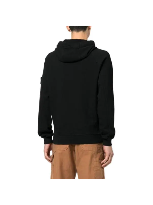 Толстовка logo patch hoodie 'black' Stone Island — изображение 3 из 4, черный