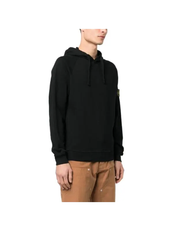 Толстовка logo patch hoodie 'black' Stone Island — изображение 4 из 4, черный