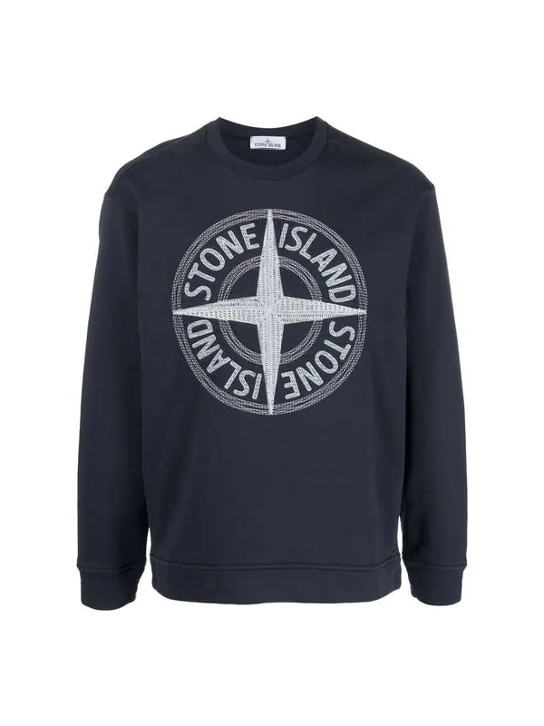 Футболка embroidered logo sweatshirt 'navy' Stone Island — изображение 1 из 4, темно-синий