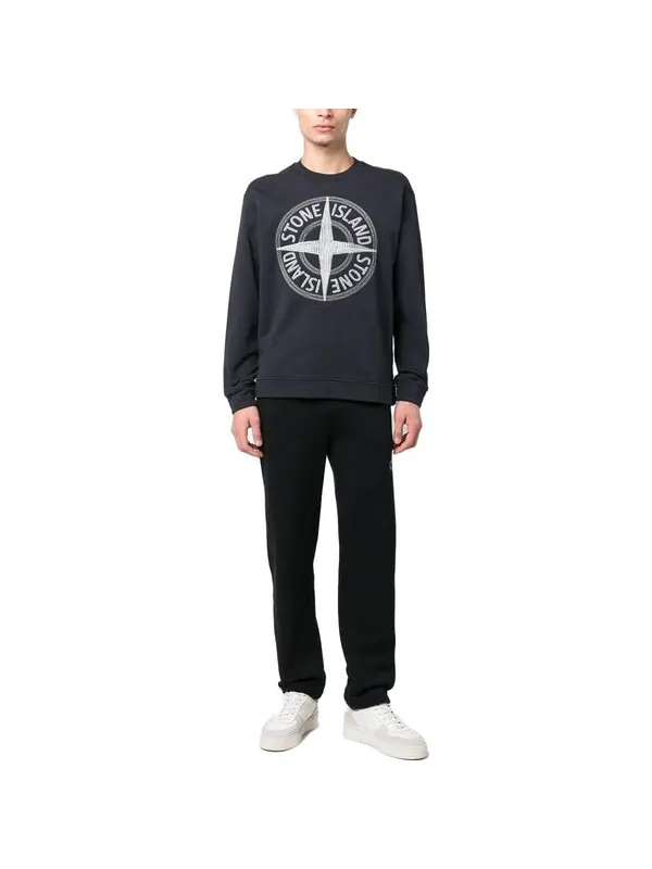 Футболка embroidered logo sweatshirt 'navy' Stone Island — изображение 2 из 4, темно-синий