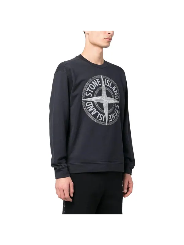 Футболка embroidered logo sweatshirt 'navy' Stone Island — изображение 4 из 4, темно-синий