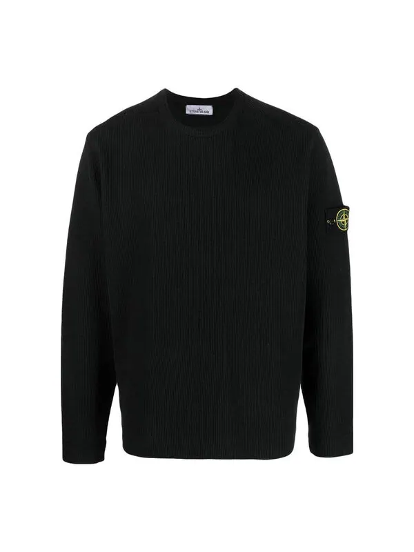Толстовка ribbed fleece sweatshirt 'black' Stone Island — изображение 1 из 3, черный