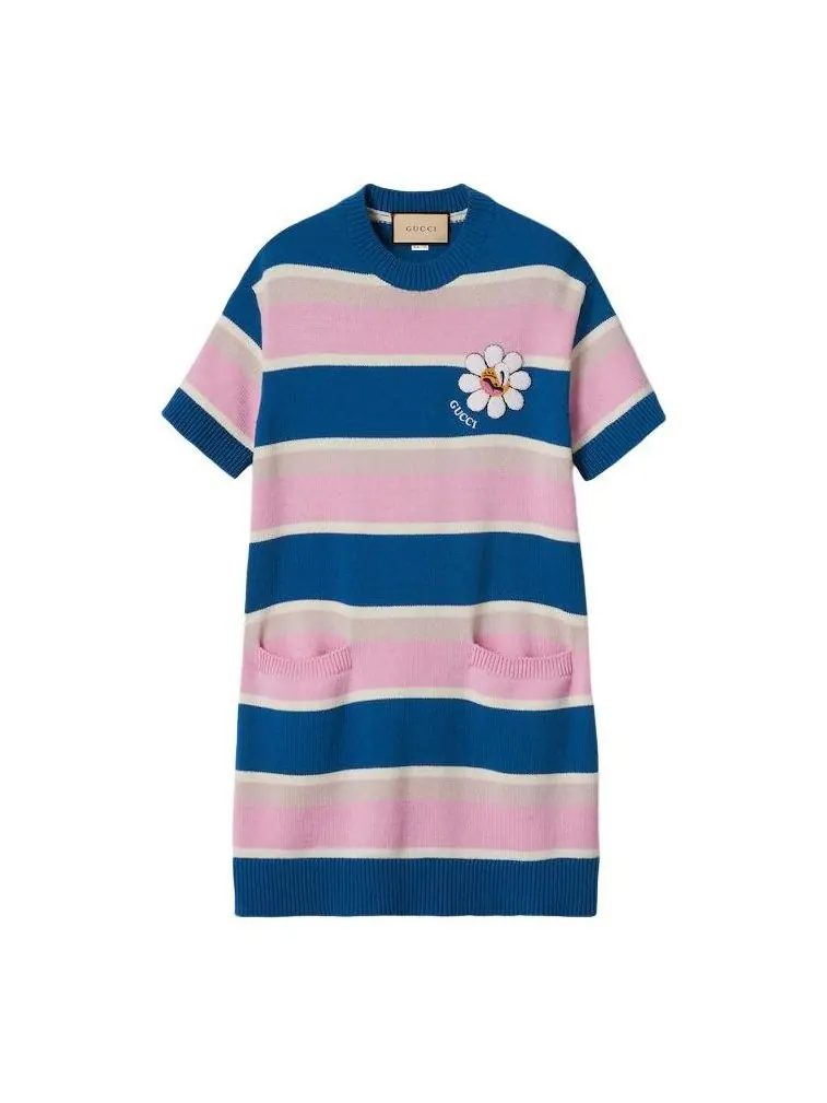 Платье Gucci Striped Cotton Wool Dress, женское — изображение 1 из 1, мульти