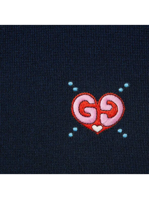 Свитер Gucci Fine knit с вышивкой — изображение 4 из 4, темно-синий